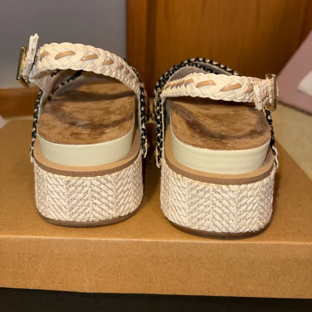 Kelsi Dagger Brooklyn Pace Raffia Anthropologie Wedge Sandals neutral 6.5 M‎